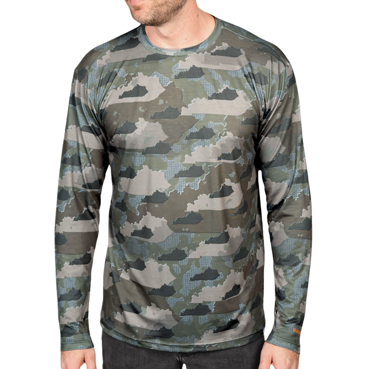 Kentucky State Camo long sleeve shirt featuring a unique camo pattern made for Kentucky, designed for hunters and outdoor enthusiasts