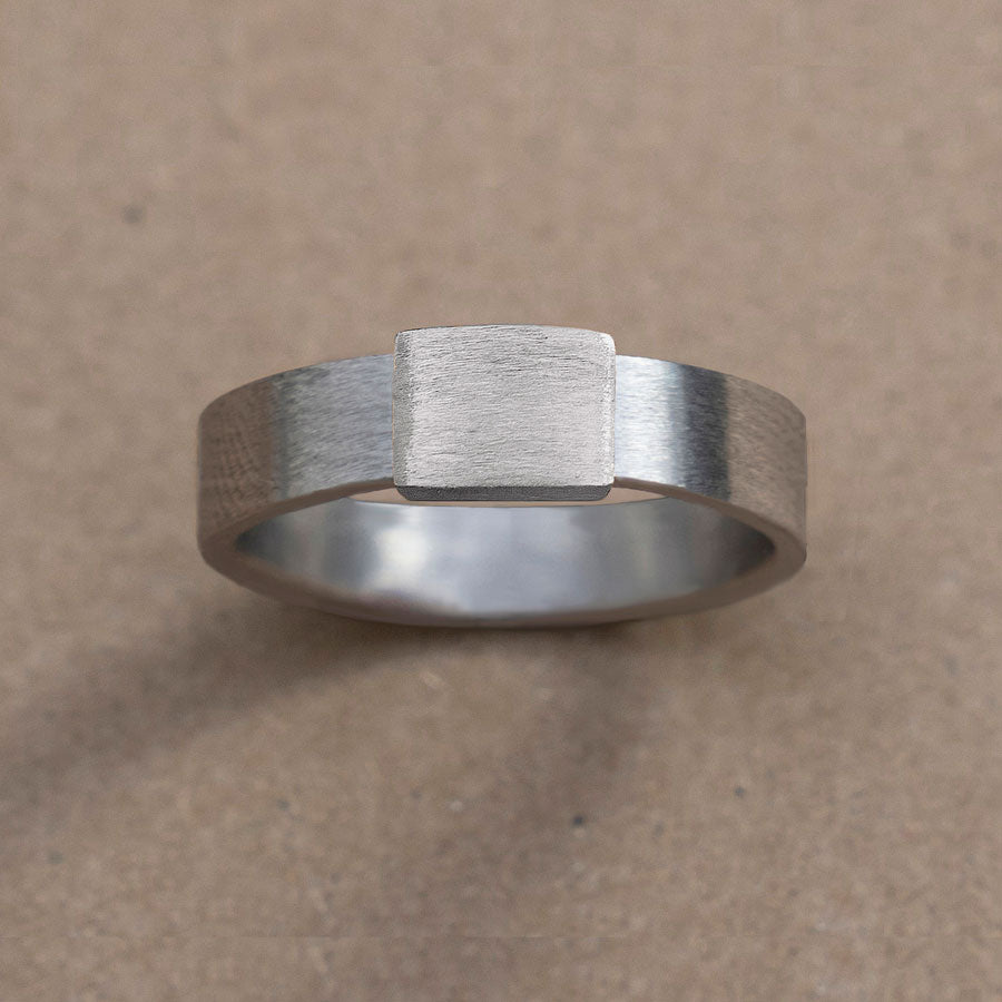 5mm Classic Silver Platinum Brushed with gold insert Barrel Band