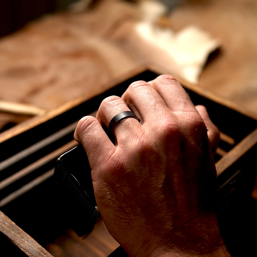 Men's 5MM or 7MM Gunmetal Barrel Band on hand