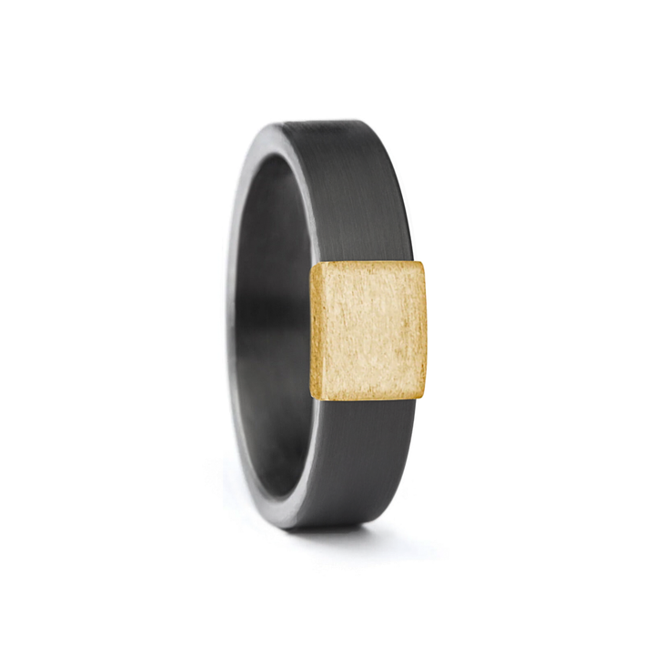 Gunmetal 5mm 14kt Yellow Gold Barrel Band