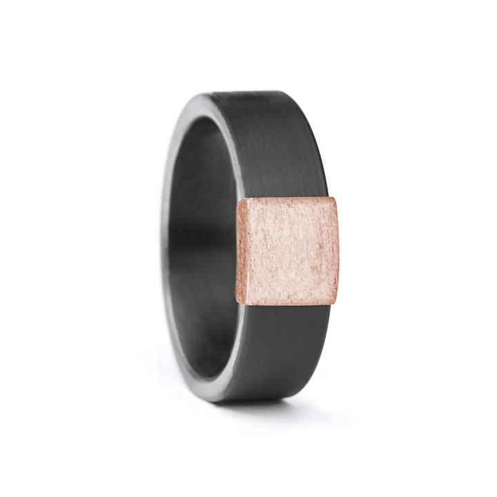 Gunmetal 7mm 14kt Rose Gold Barrel Band