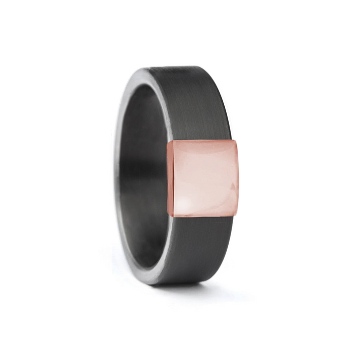 Gunmetal 7mm 14kt Rose Gold Barrel Band