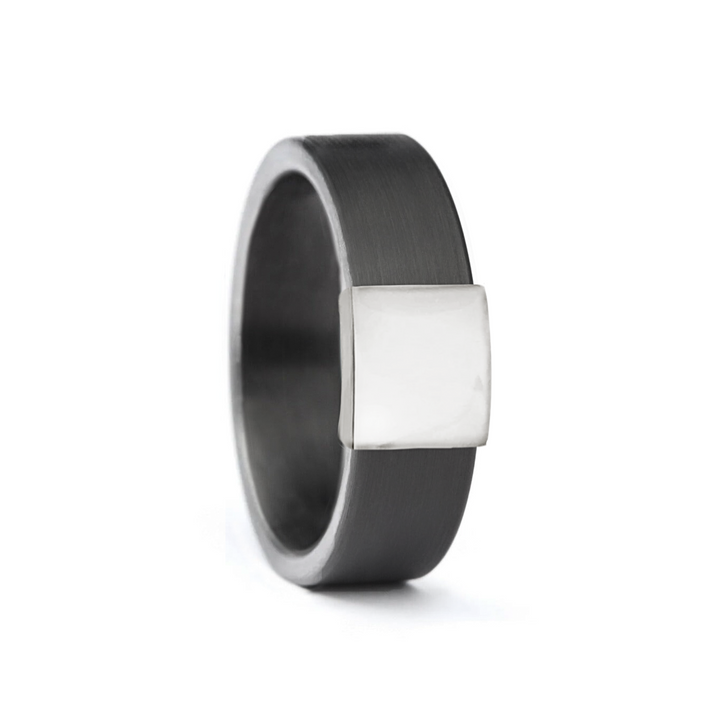 Gunmetal 7mm 14kt White Gold Barrel Band