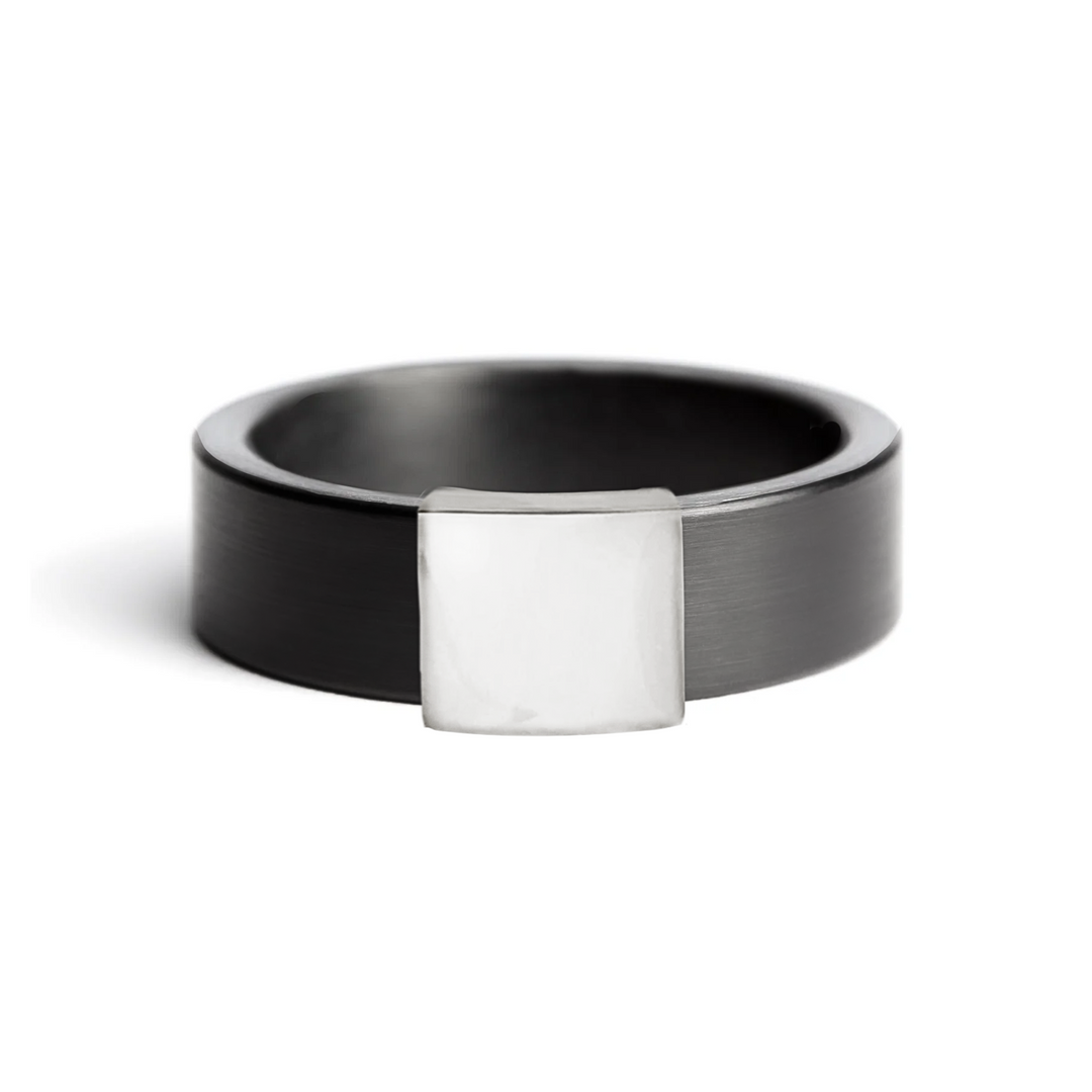 Gunmetal 7mm 14kt White Gold Barrel Band