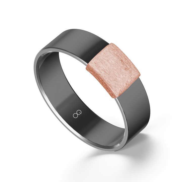 Gunmetal 7mm 14kt Rose Gold Barrel Band