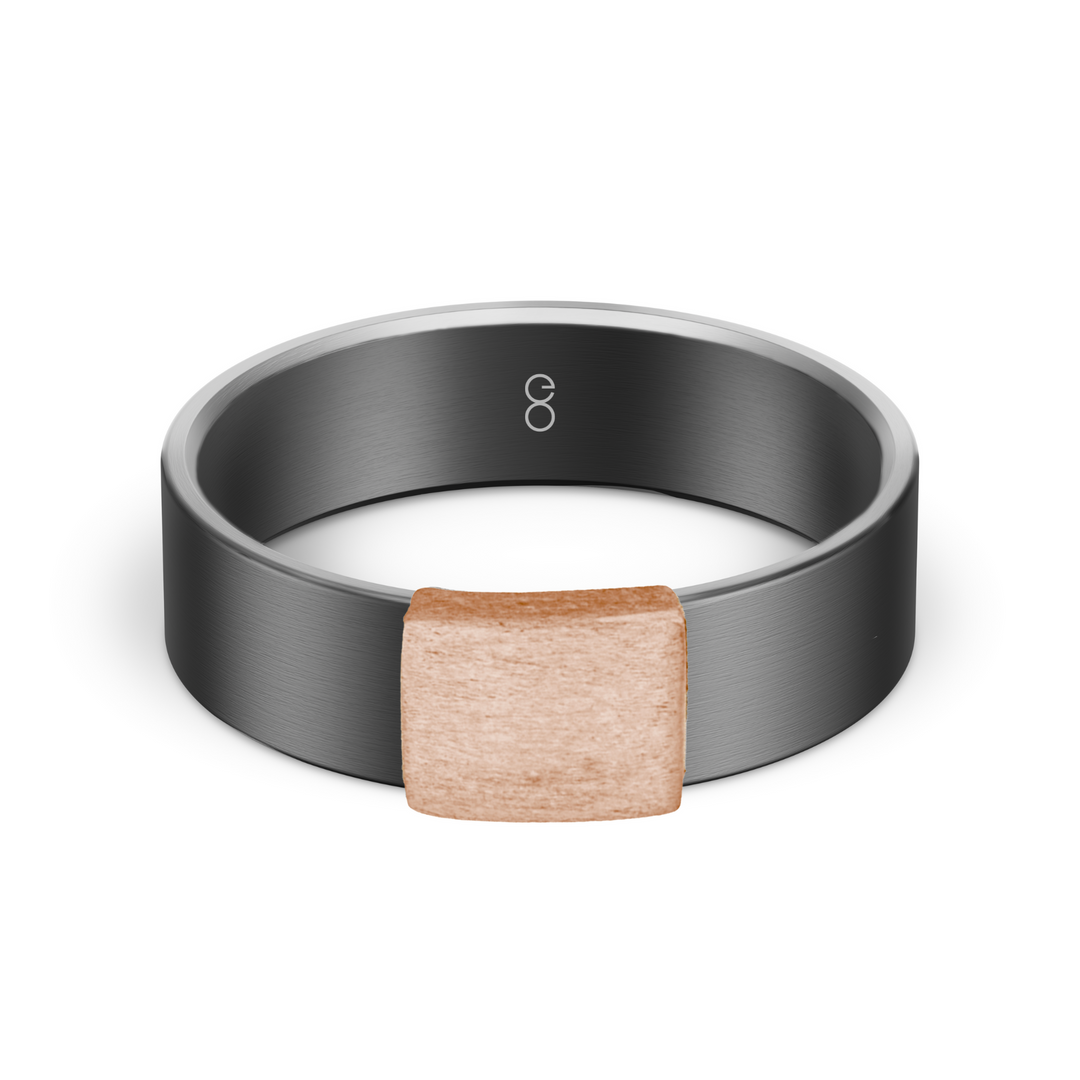 Gunmetal 7mm 14kt Rose Gold Barrel Band