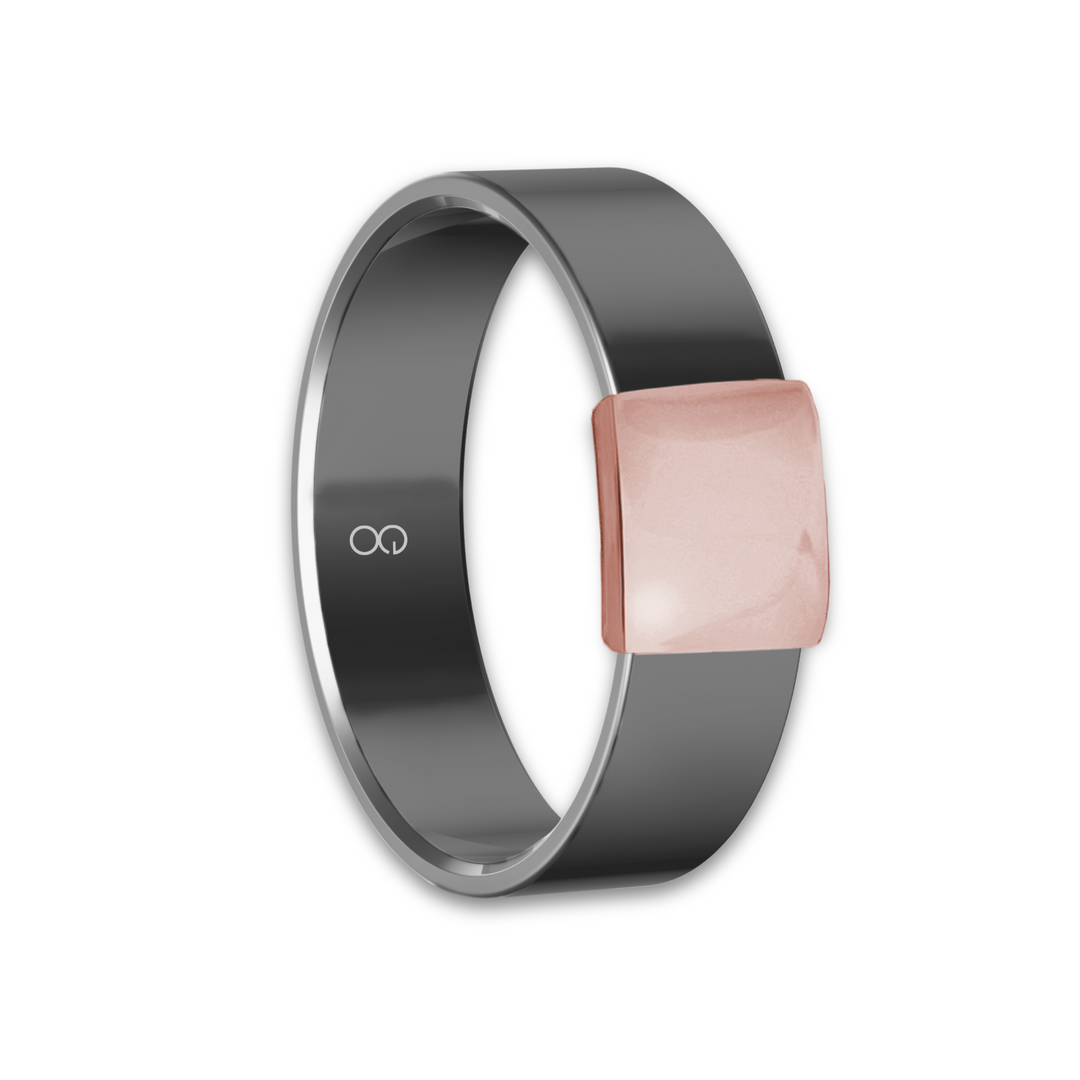 Gunmetal 7mm 14kt Rose Gold Barrel Band