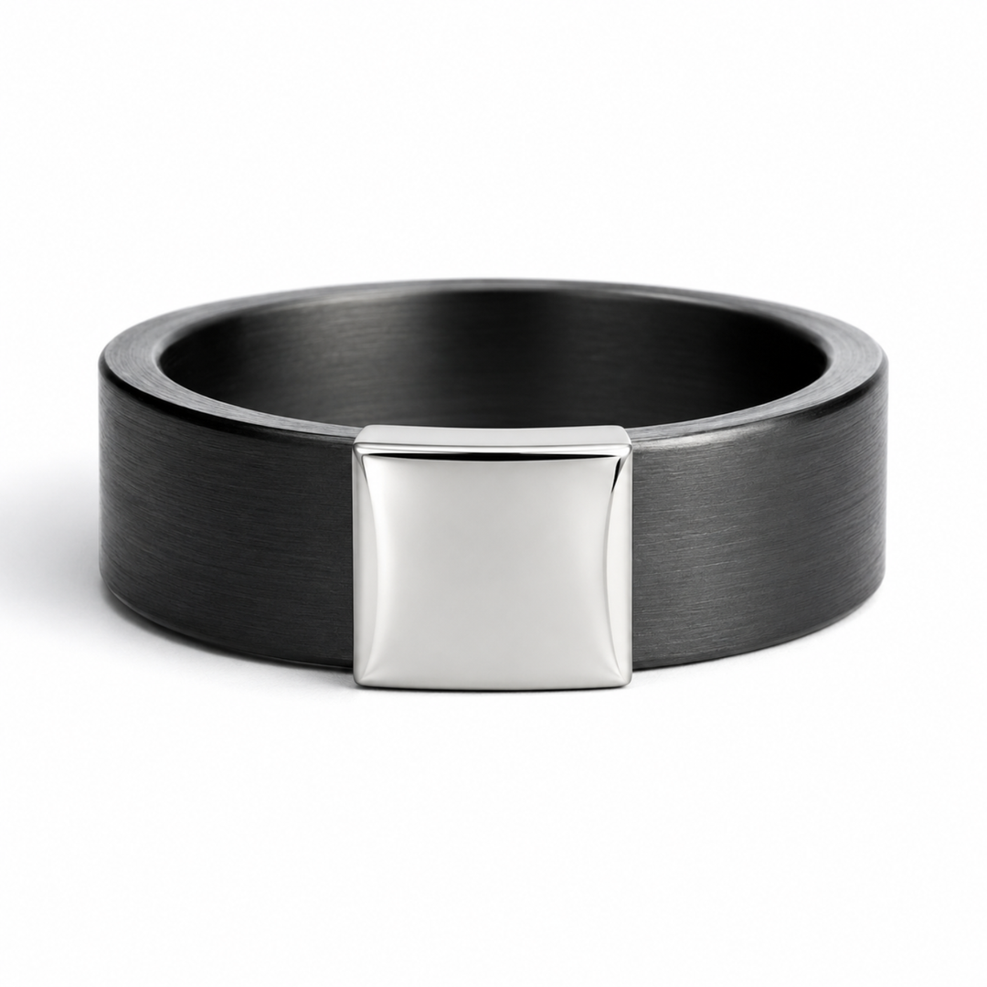 Gunmetal 7mm 14kt White Gold Barrel Band