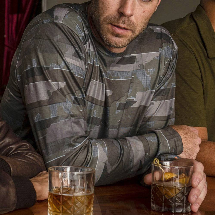 Tennessee State Camo long sleeve shirt featuring a unique camo pattern made for Tennessee , designed for hunters and outdoor enthusiasts 
