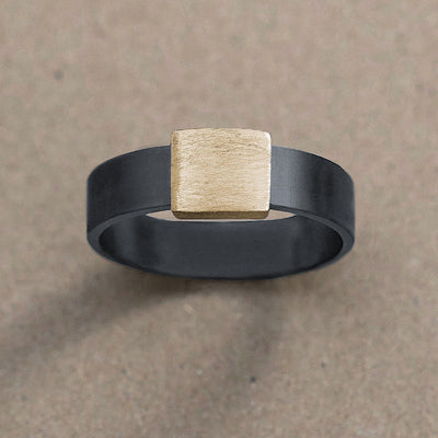 7MM gunmetal with 14Kt. Brushed Yellow Gold insert Barrel Band