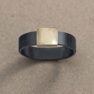 7MM gunmetal with 14Kt. Polished Yellow Gold insert Barrel Band