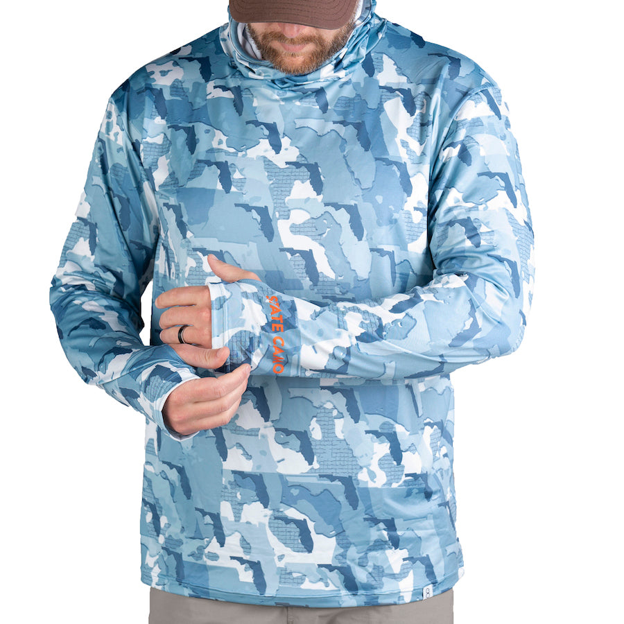 Everyday Outdoors Florida State Camo Men's long sleeve fishing shirt with hoodie