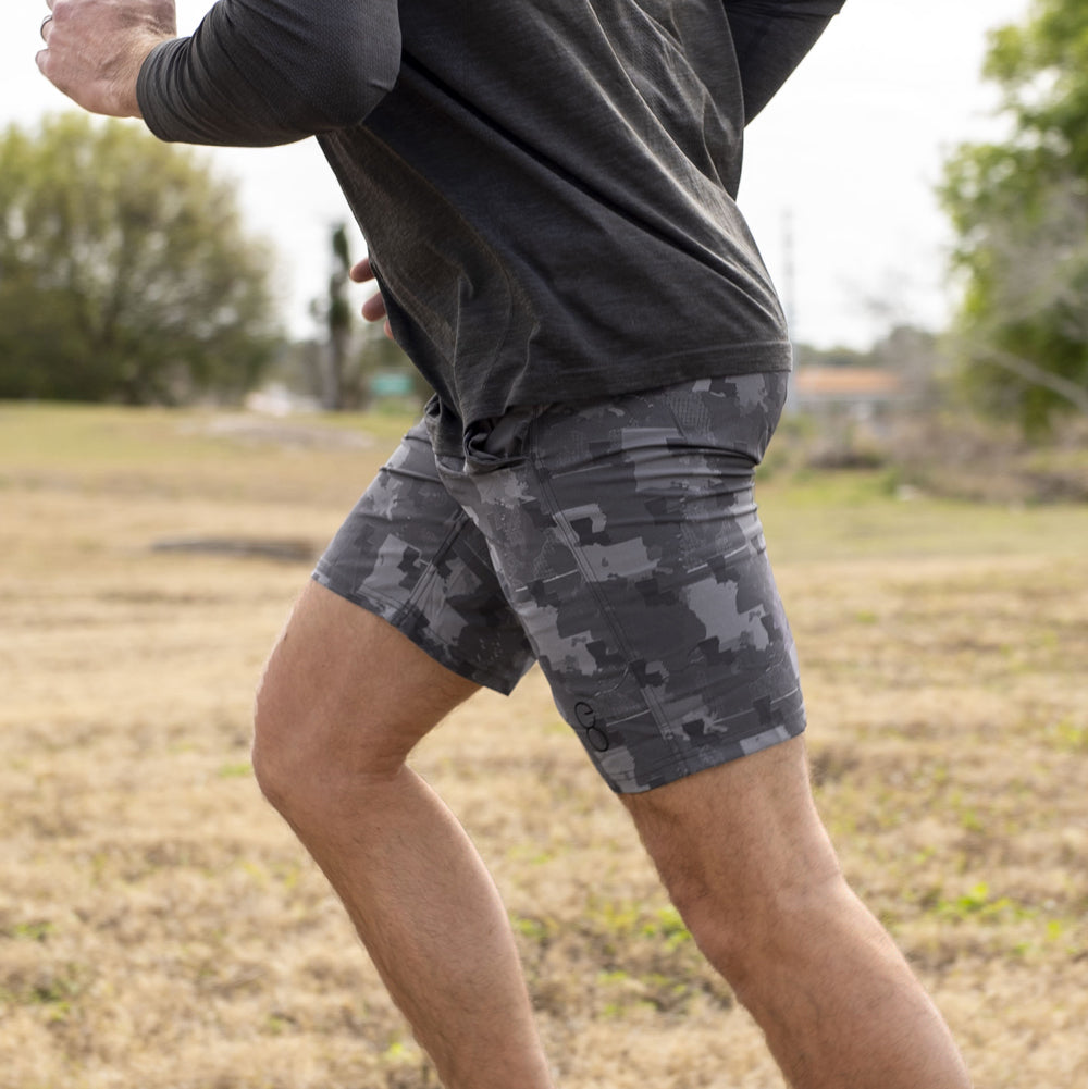 Louisiana State Camo Everyday Shorts featuring a one-of-a-kind camo pattern made from the outline of Louisiana. Designed for versatility, these lightweight men's shorts are perfect for running, swimming, workouts, and everyday wear. A must-have for Louisiana hunters and outdoor enthusiasts who want to rep their state with pride.