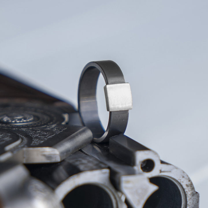 7MM Gunmetal with 14Kt Brushed Gold insert Barrel Band  on gun barrel